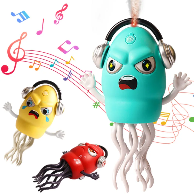 Electric Magic Dance Octopus with Spray Effect Rechargeable Kids Indoor Obstacle Avoidance Crawling Musical Dancing Squid Toys