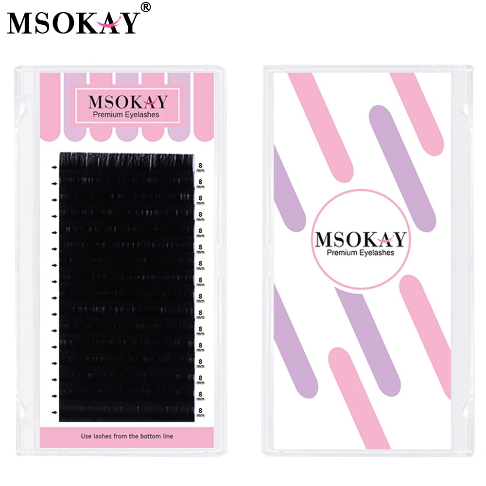 MSOKAY 16Rows Natural False Eyelash Extension C D Curl Soft Russian Volume Faux Mink Fake Individual Eye Lash Supplies