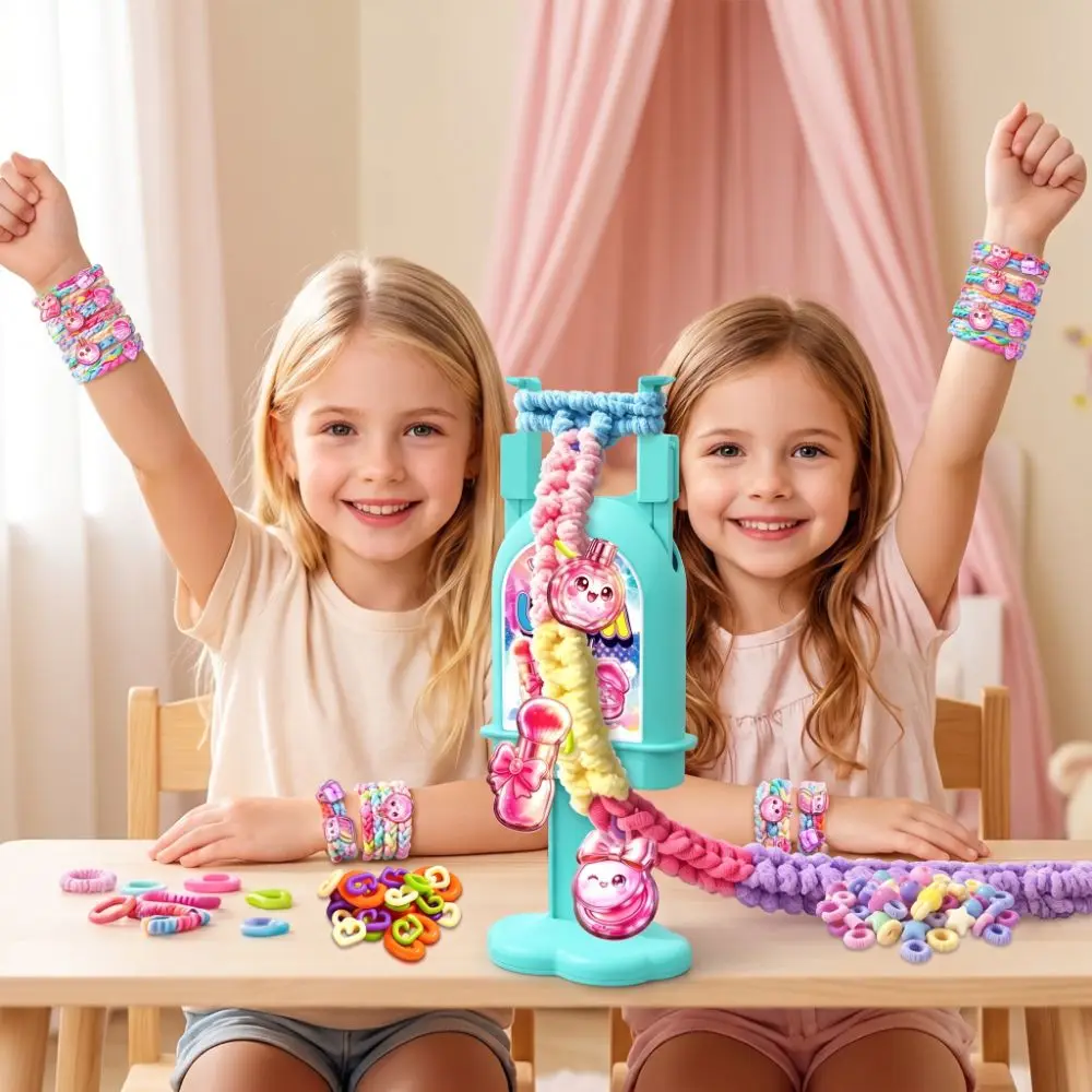 Handmade Rainbow Loom Kit DIY Colorful Beads Bracelets String Maker Kit Funny Convenient Bracelet Making Kit for Beginners