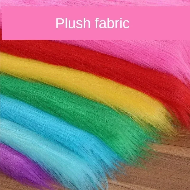 Soft Long Hair Plush Fabric By The Meter for Dolls Coats Clothing Toys Sewing Faux Fur Cloth Thick White Green Black Pink Red