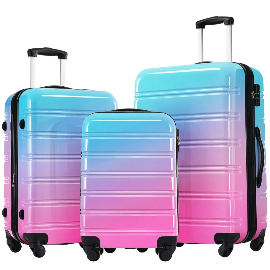 

Hardshell Luggage Sets 3 Piece for Travel, Polycarbonate, Blue and Red Gradient, Expandable with TSA Lock and Spinner Wheels, L