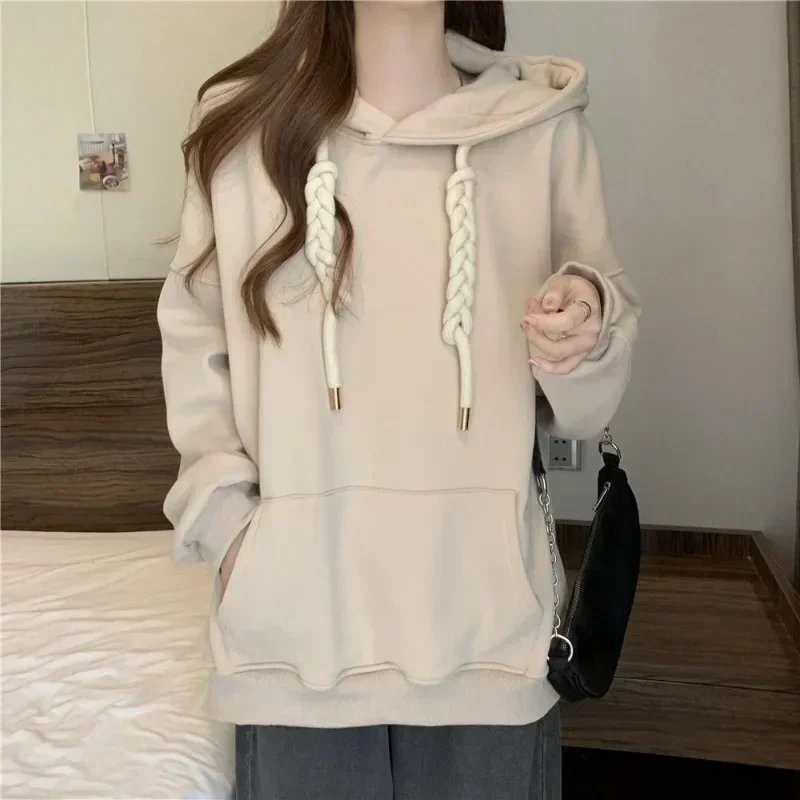 Christmas Solid Sweatshirt Hoodie For Women Autumn Winter Sweater Casual Long Sleeve Tops Plus Size Woman Clothing Pullover Y2k