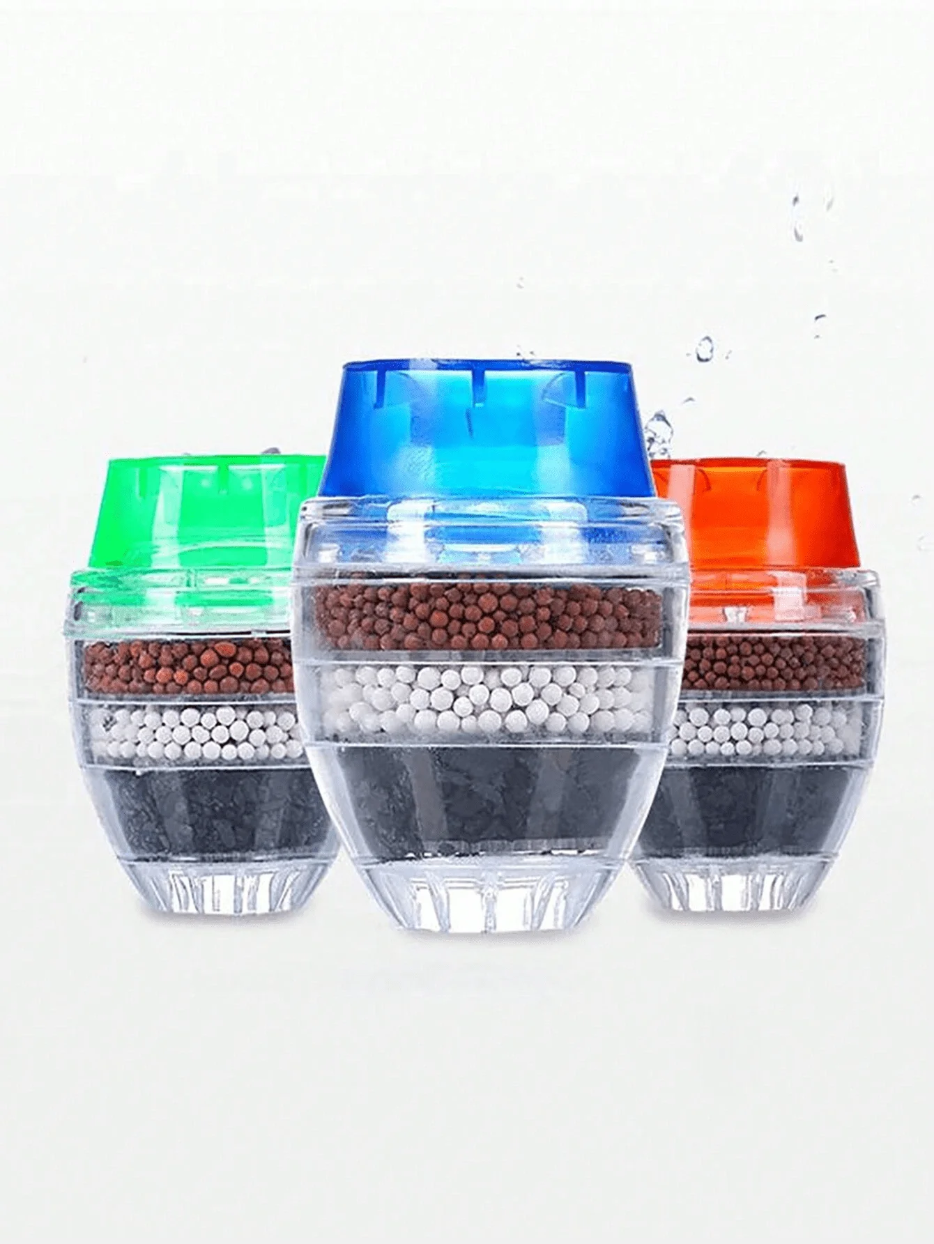 3pcs random color 5-layer activated carbon water filter faucet splitter, suitable for kitchen faucets and shower heads
