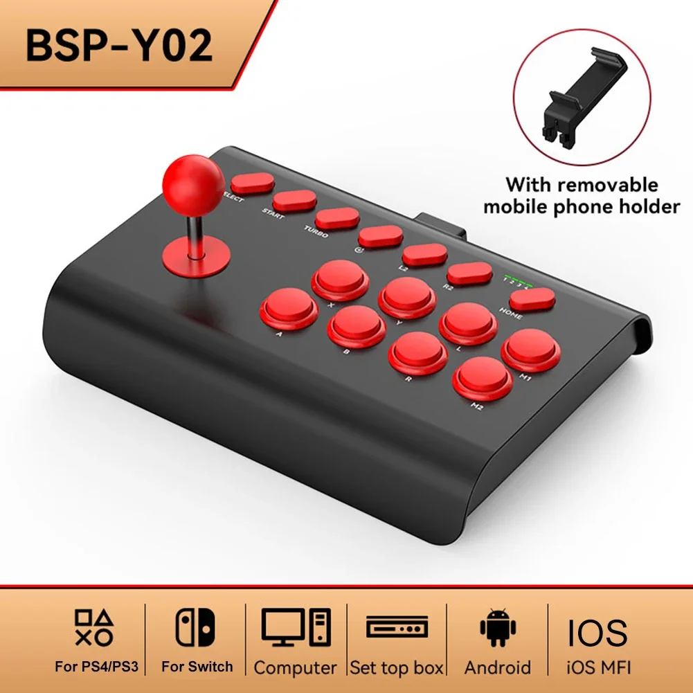 6 In 1 Retro Arcade Console Game Joystick Rocker Wireless Bluetooth Wired Fighting Controller for Nintendo Switch PS4 PS3 PC