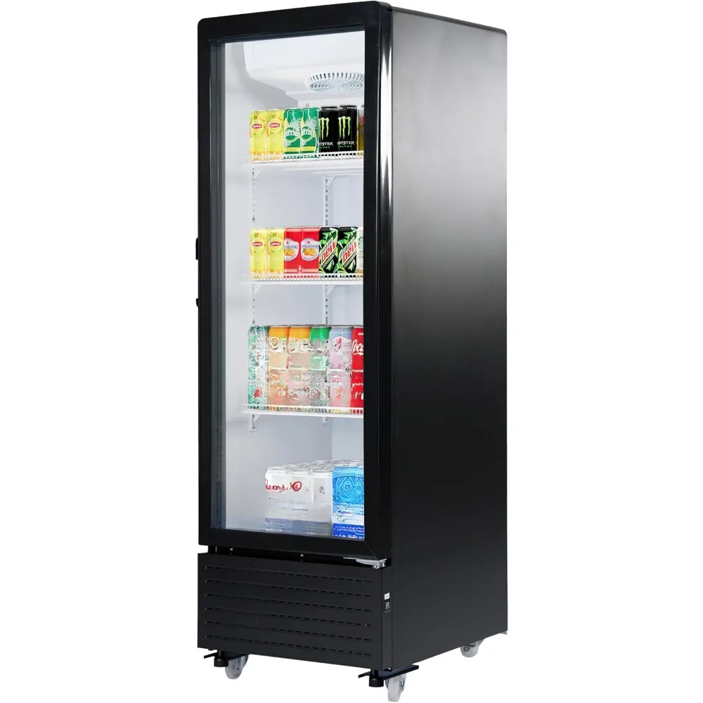 KM-MDR-1GD-8C 21 in. One Glass Door Commercial Display Merchandiser Refrigerator Cooler in Black, ETL Listed, 8 cu. ft