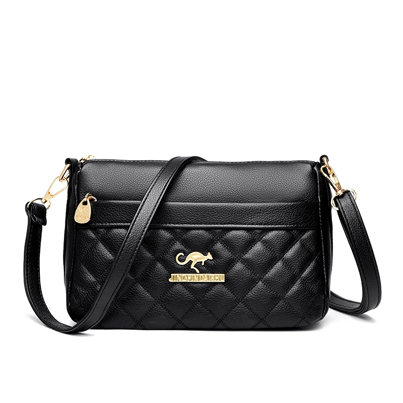 

2026 New Women's Quilted PU Leather Crossbody Bag Fashion Small Shoulder Bag Casual Messenger Handbag