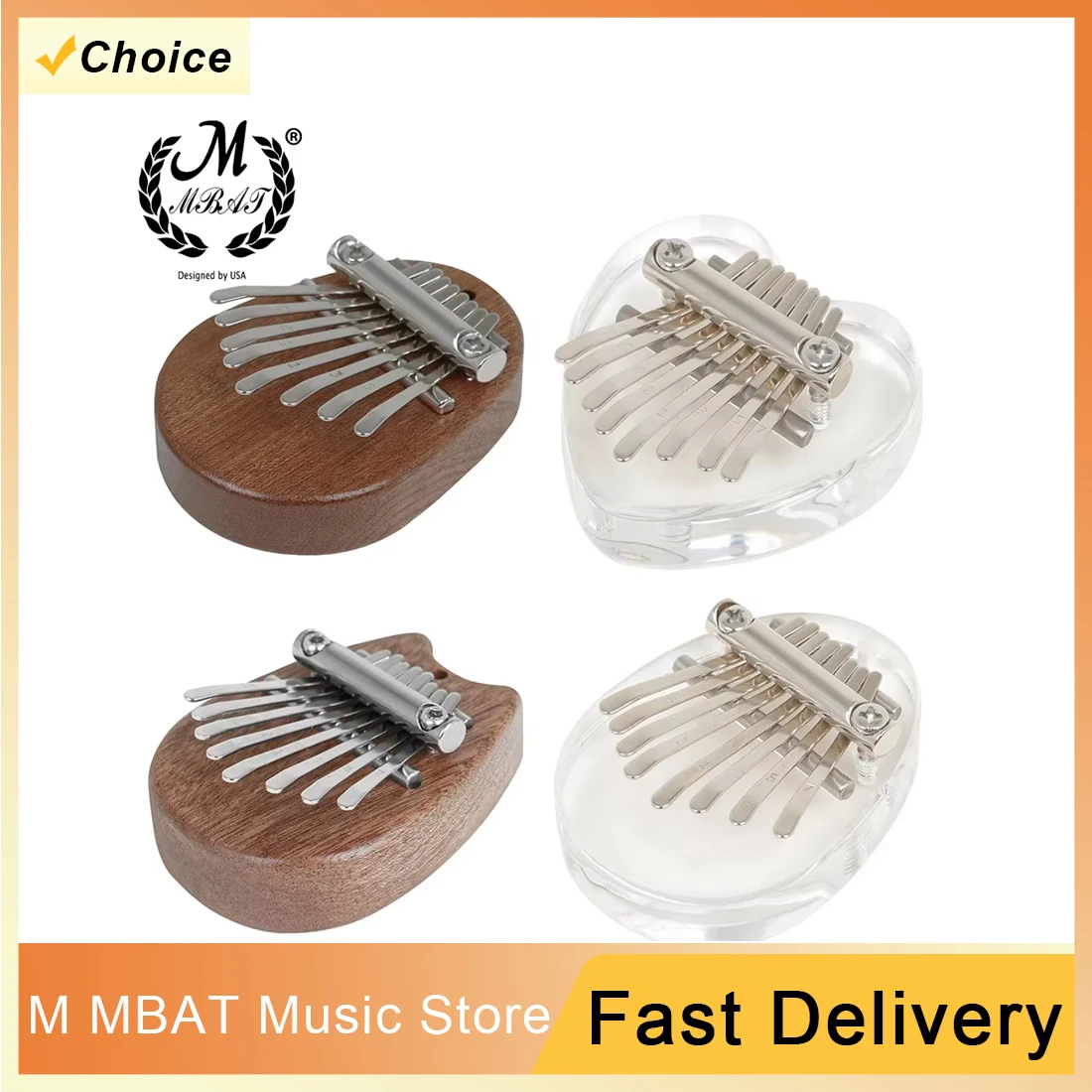 

8 Key Kalimba Thumb Portable Mini Finger Harp Wearable Kalimba Musical Instrument Beginner Kids Adult Gift