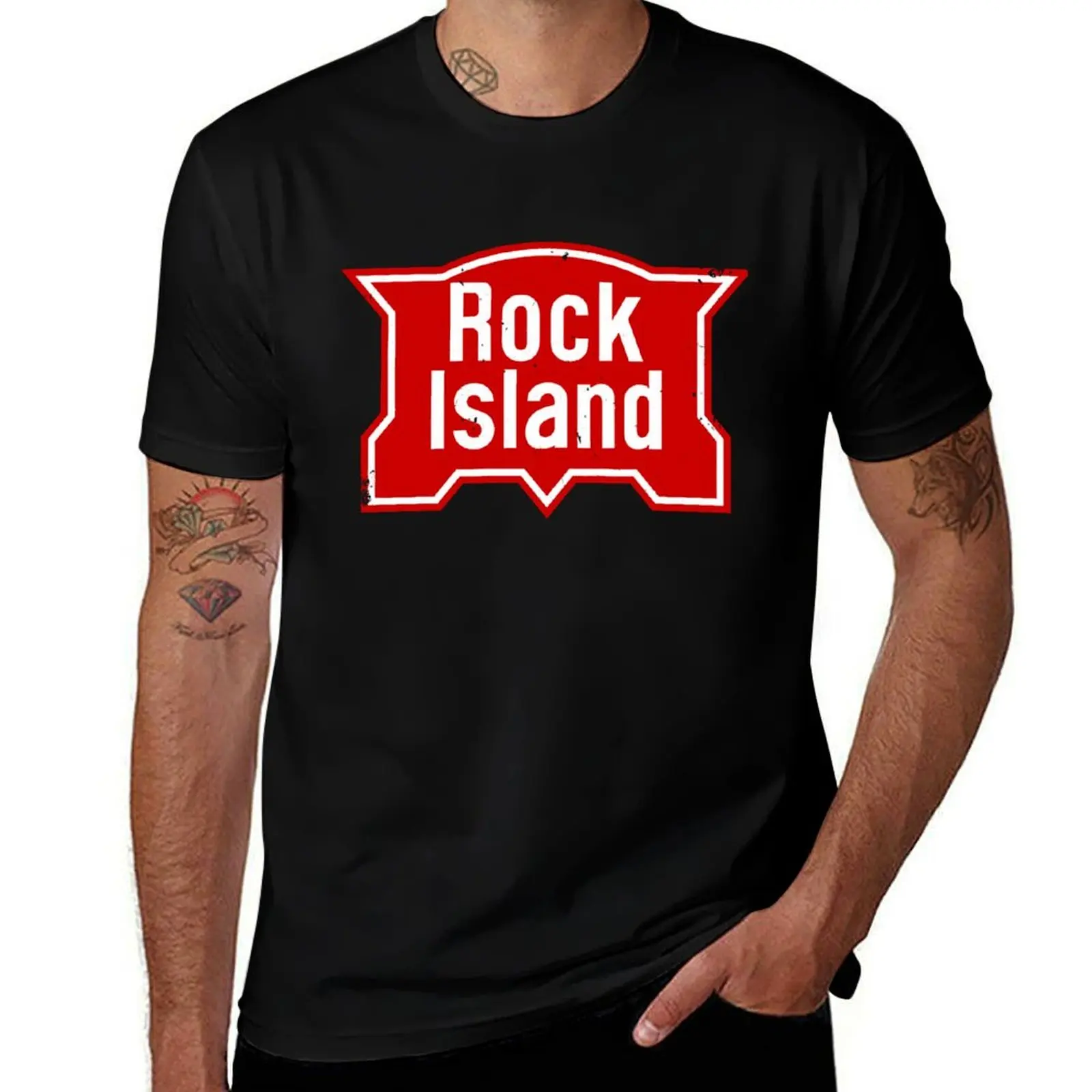 

Rock Island RR T-Shirt kawaii clothes new gifts and t-shirts aesthetic clothes boys whites mens tall t shirts