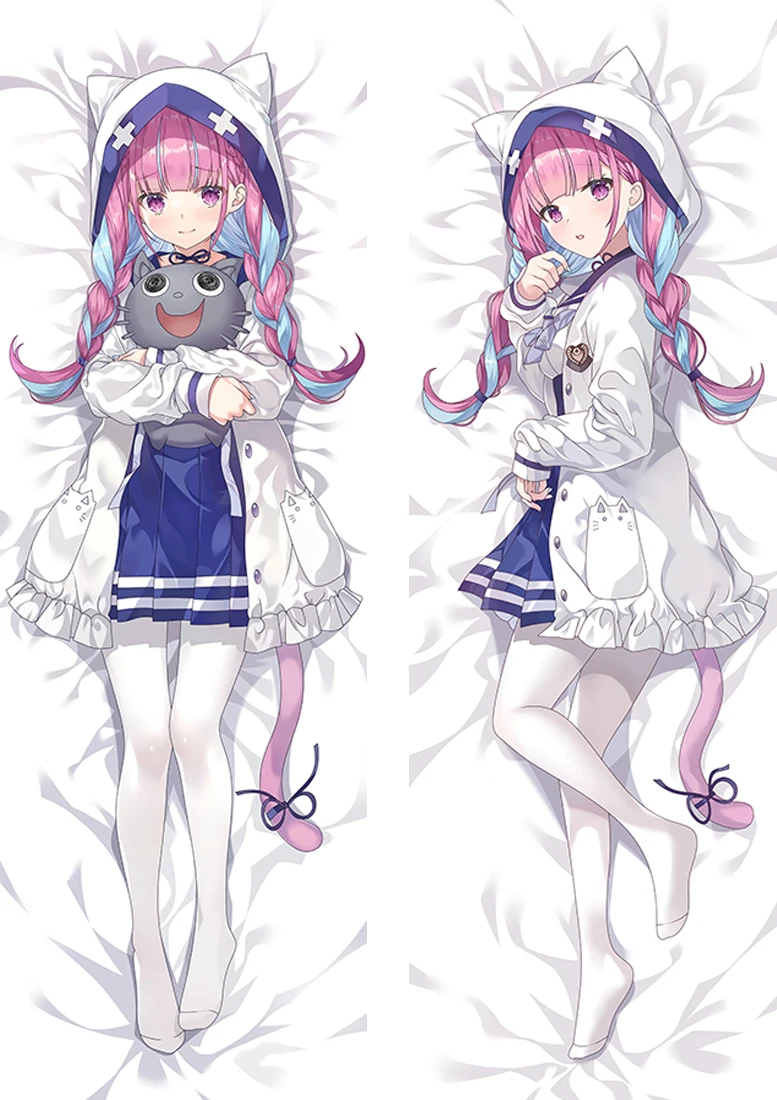 

VTuber Minato Aqua Dakimakura Anime Waifu Pillowcase 2-Side Print Pillow Case Hugging Body Cushion Cover Peachskin