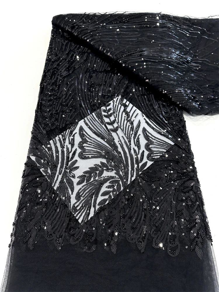 Оптовая продажа, африканская кружевная ткань с бисером, французская свадебная кружевная ткань с блестками, 2025, роскошная нигерийская тюлевая кружевная ткань, материал от кутюр