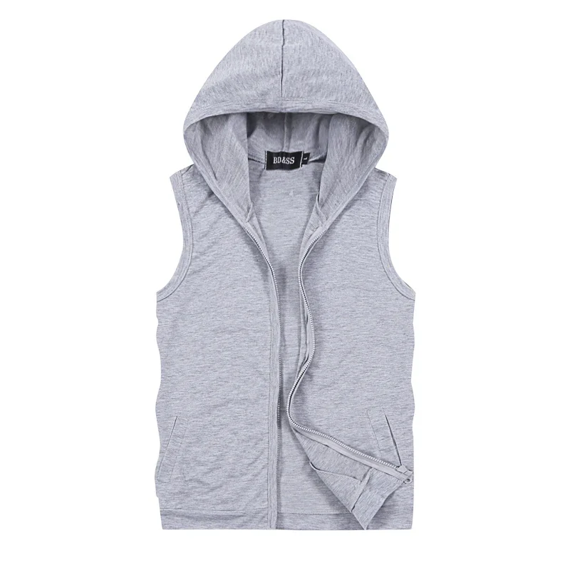 Summer Mens Hoodie Coat Vest Fashion Couple Sleeveless T-shirt sports solid color vest Waistcoat Casual Hood Jacket for Men 5xl
