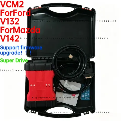 Mise à niveau du support VCM2 pour Ford V132 et Mazda V142, interface d'outils de diagnostic, scanner VCM II multilingue, outil de diagnostic automobile.