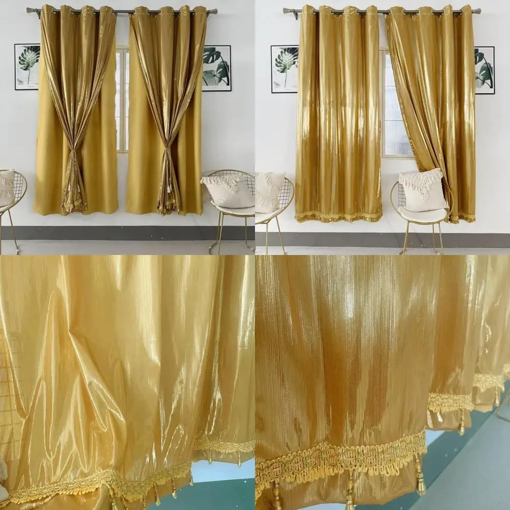 

Luxury Blackout Curtains with Double Layer, Shiny for Bedroom, Gold Shimmer for Living Room, 54x84 Inches