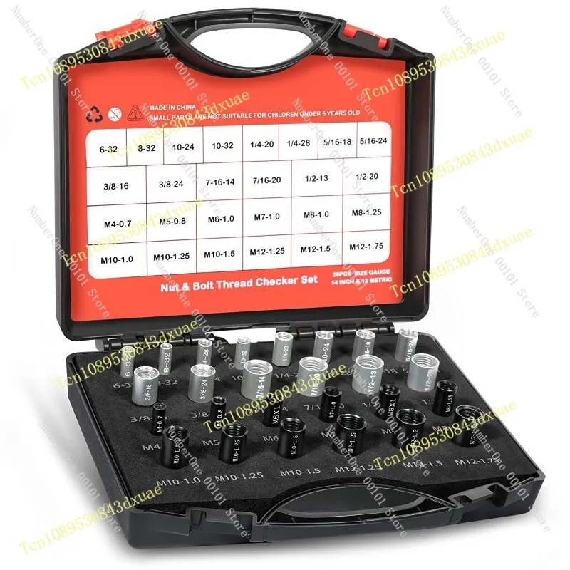 New Nut and Screw Thread Checker Set, Metric and Inch, 52 Pieces Nut Checker