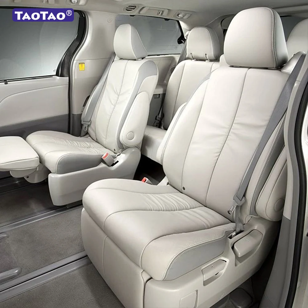 For Toyota Sienna L3 2010 2011 2012 2013 2014 2015 2016 2017 2018 2019 2020 7-Seat Custom Fitted Faux Leather Car Seat Covers
