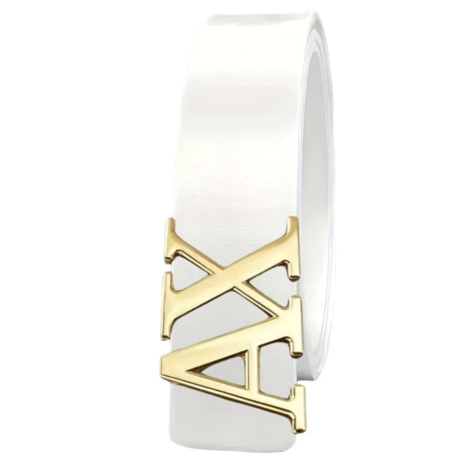 حزام بإبزيم تلقائي على الموضة للرجال بطول 3.5 سم من الجلد الطبيعي بعرض 3.5 سم، حزام ناعم ومخيط بالحصى للجينز، عصري