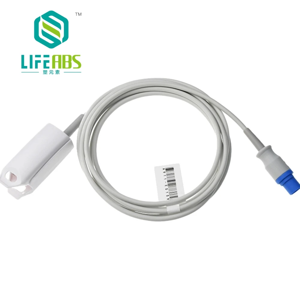 

Детский зажим для пальца, зажим для ушей, силиконовый длинный кабель, датчик кислорода Spo2, многоразовый датчик Spo2 для S * IEMENS, 7-контактный монитор пациента