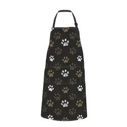 Dog Grooming Apron Waterproof Cute Pet Animal Dog Paws Apron With 2 Pockets & Adjustable Neck Chef Groomer Apron