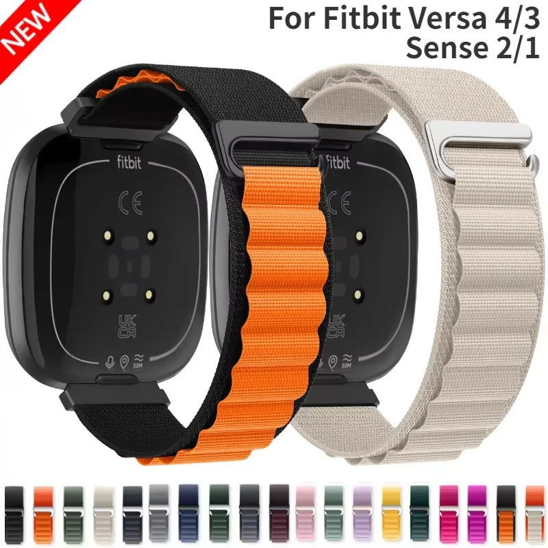 Alpine Nylon Loop Strap for Fitbit Sense2/1 Belt Adjustable Bracelet Sport Breathable Wristband for Fitbit Versa 4/3 Band Correa