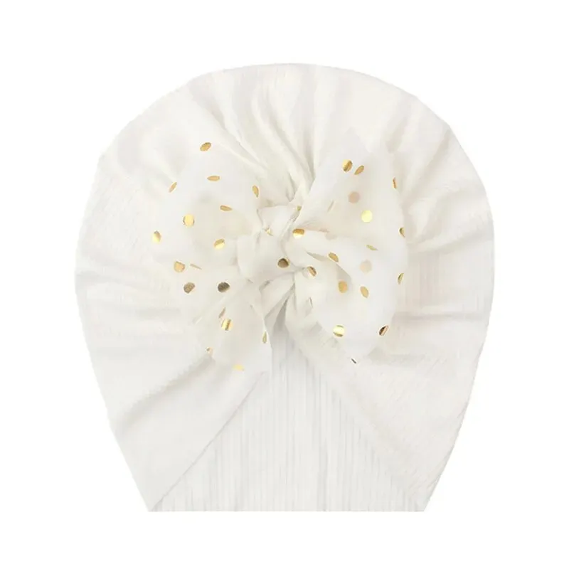 Lovely Shiny Bowknot Baby Hat Cute Solid Color Baby Girls Boys Hat Turban Soft Newborn Infant Cap Beanies Head Wraps