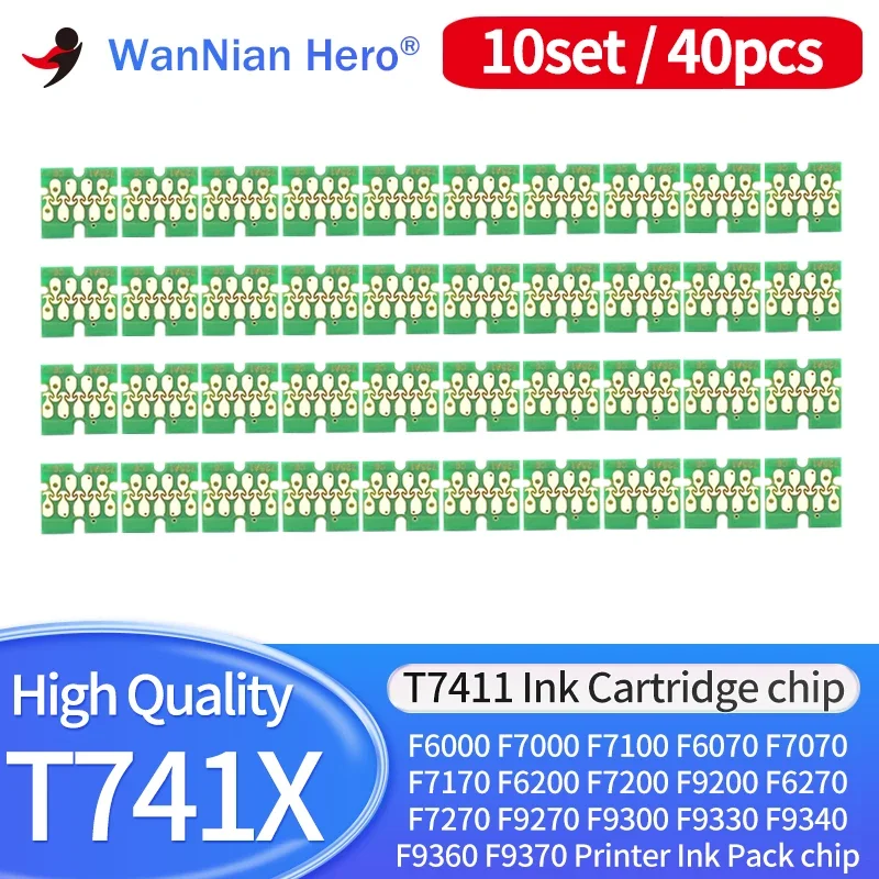 40pcs T741X-T7414 T7411 T741X Ink Tank Chip For Epson SureColor F6000 F6070 F6200 F6270 F7000 F7200 F7270 F9300 F9370 9200