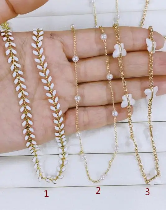 

10m Copper Handmade Baroque Pearl Chain for Jewelry Making Gold Plated DIY Butterfly Charm sd3fs