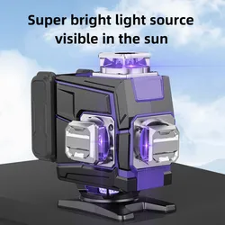 Laser Level 12/16 Lines 3D/4D Purple Beam Light Self Leveling 360° Horizontal And Vertical Cross Line Laser Level