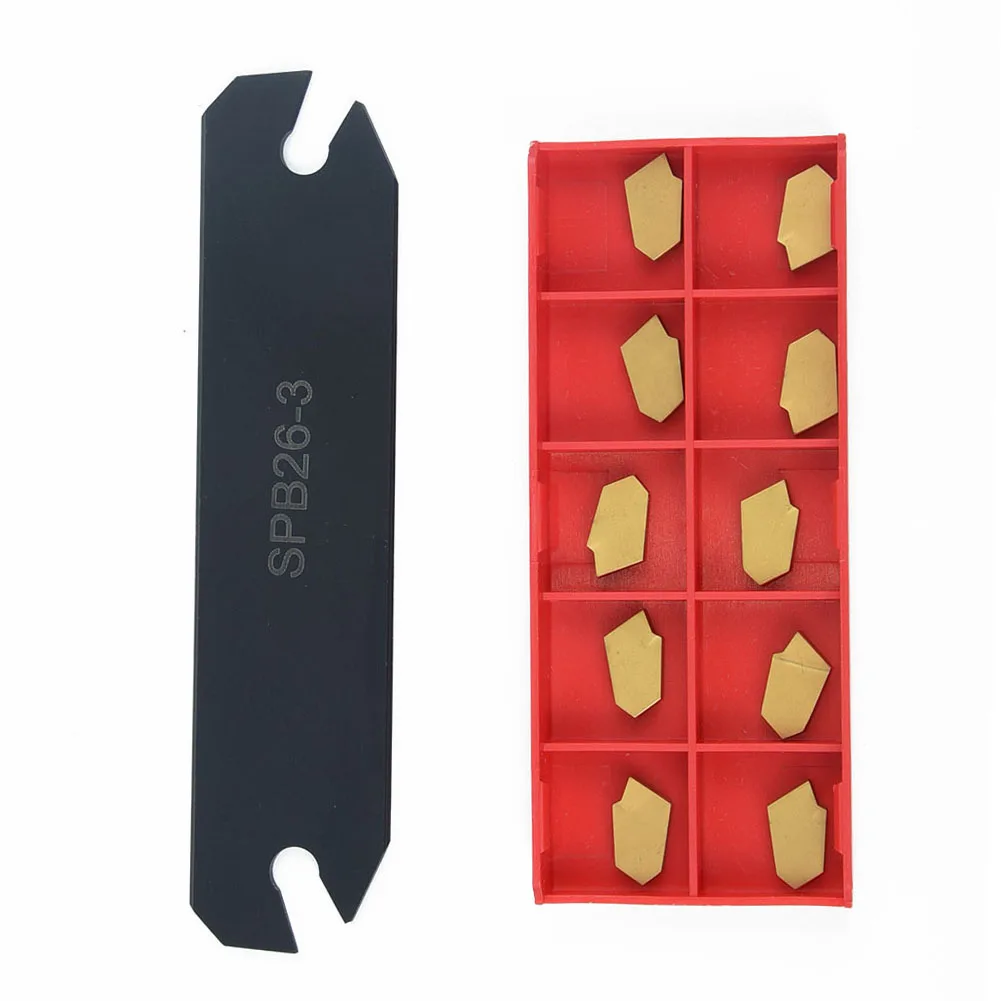 

SPB326 Lathe Cut Off Groove Slotting Tool Holder with 10pcs GTN3 SP300 Carbide Inserts for Semi Finishing Steel