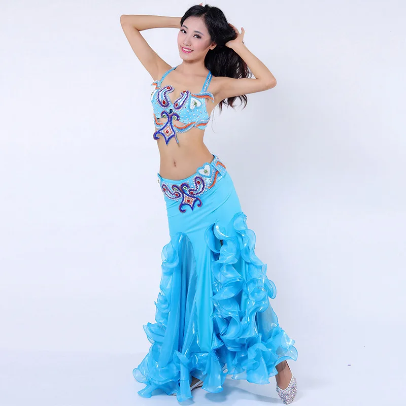 Performance Luxury Belly Dancing Clothes Egyptian Costumes Oriental Dance 2pcs Women Belly Dance Costume Bra Belt