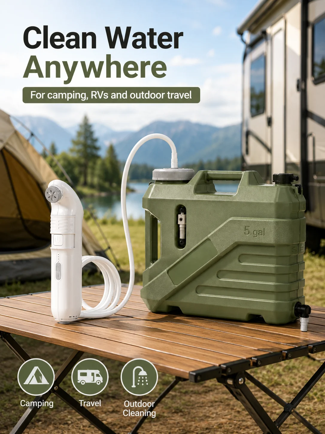 MintLeaf Electric Portable Bidet with 19L 5Gal Water Tank, USB-C Rechargeable IPX6 Dual Mode Travel Camping RV Outdoor Rinse Kit