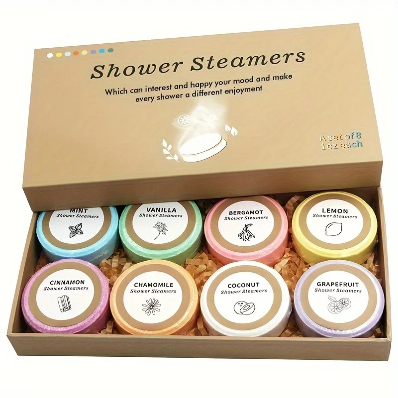 Shower Steam Generator - 8-Pack Shower Bomb Gift for Her with Essential Oils for Home Spa, Self-Care and Relaxation