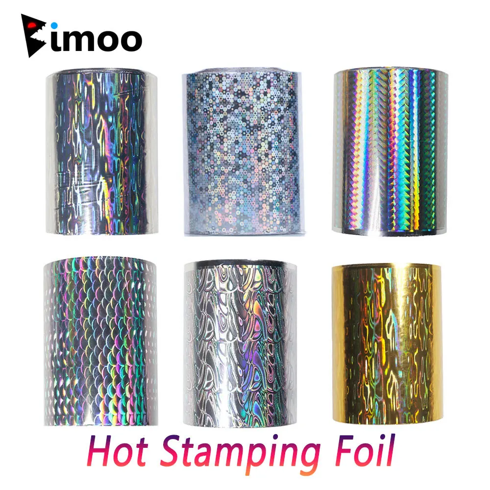 Bimoo 120m/ Roll 8cm Wide Holographic Hot Stamping Foil For Fishing Lure Jig Baits Spoon Heat Transfer Print Film Paper Acessory