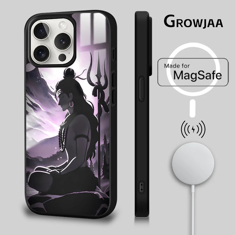 Lord Shiva Hindu God Phone Case For iPhone 16 15 14 13 12 11 Pro Max Plus Mini Magsafe Mirror Wireless Magnetic Cover