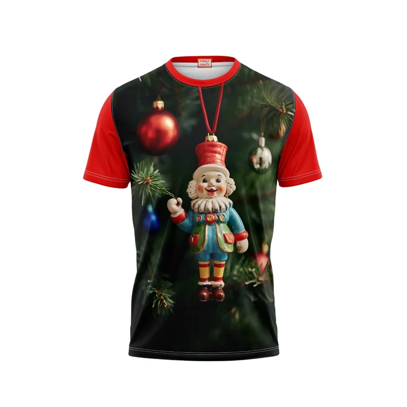 Árvore de natal floco de neve moda masculina 3d impresso camiseta festa feminina crianças manga curta o-pescoço vestuário pulôver roupas masculinas