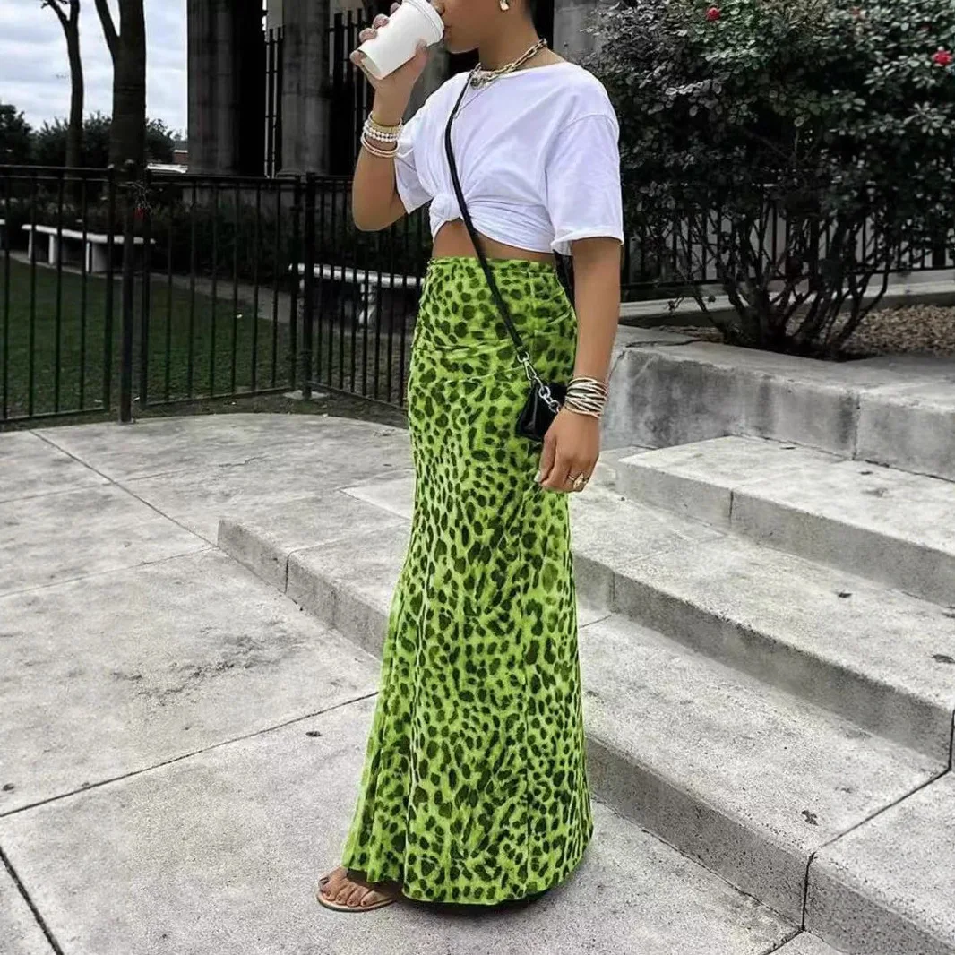 

Сексуальная длинная облегающая юбка с высокой талией и принтом гепарда 2025 Элегантная эластичная юбка-карандаш миди для женщин Клубная одежда для вечеринок и вечеринок