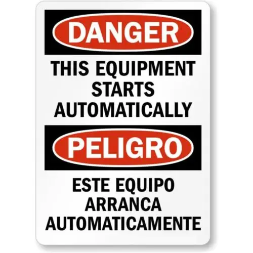 Automatic Equipment Bilingual Aluminum Weatherproof Sign p979 sign