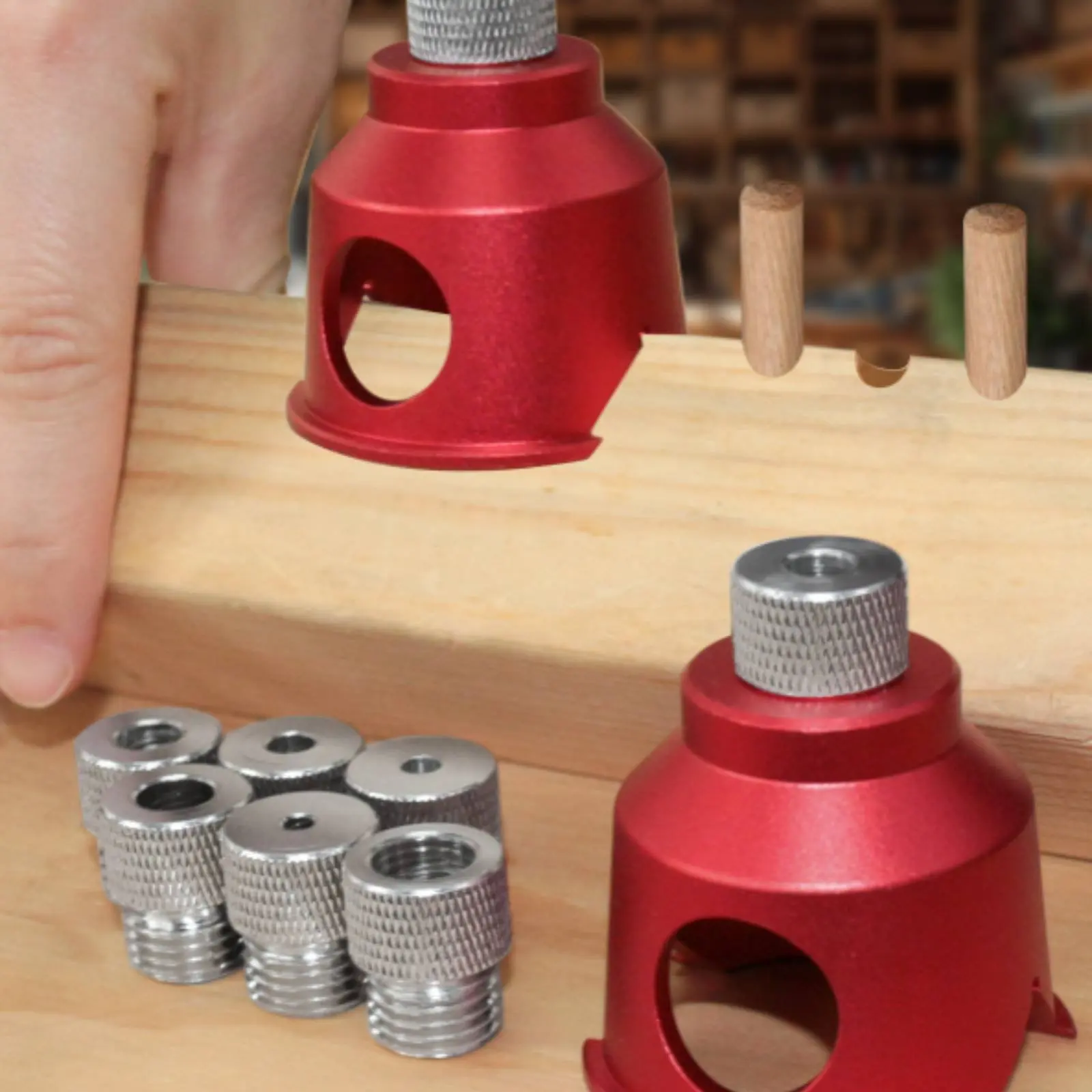 Upright Drilling Jig Multiple Sizes 3-10mm Dowel Drilling Guide Wood Dowel Drilling Guide Stainless Steel Bushings for Cabinetry
