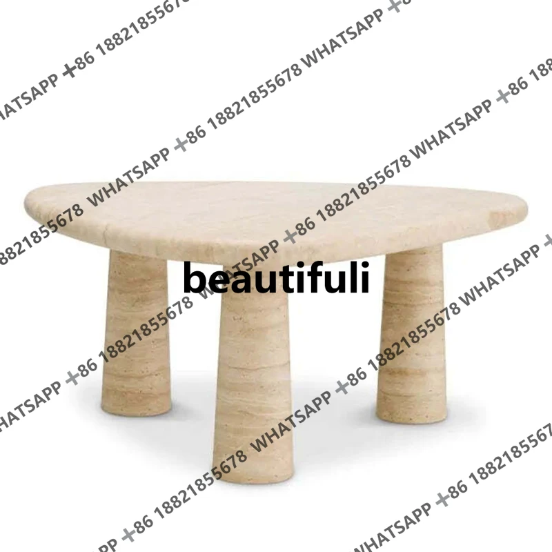 

Wabi Sand Wind Natural Travertine Coffee Table Designer Living Room Coffee Table Premium Light Luxury Tea Table