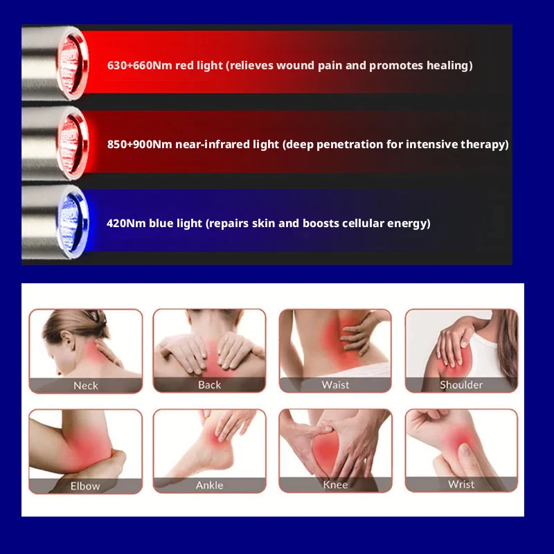 SHINEKNOT Red Blue Light Flashlight Infrared Therapy Lamp Handheld Multi Light Source Medical Pen Lamp Bracket Rechargeable LED
