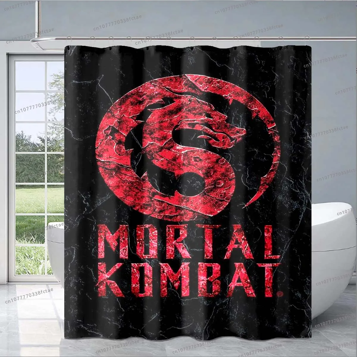 Mortal Kombat Shower Curtain Video Game Dragon Pattern Shower Curtain Gamer Bathroom Decoration Shower Curtain Boy Birthday Gift