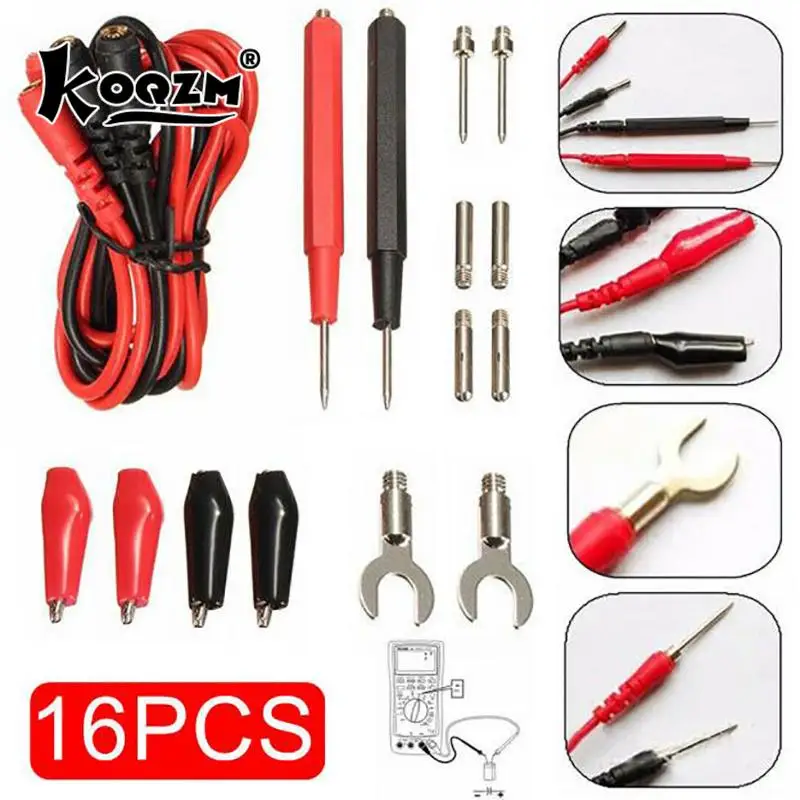 16 in 1 Digital Multimeter Test Leads Probes Volt Meter Cable Clip Alligator