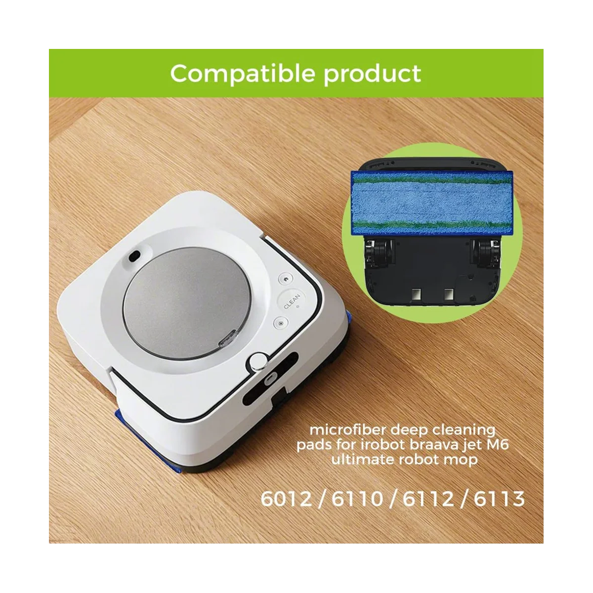 4Pcs Mop Pad Accessories for M6 Series Ultimate Robot Mop,Washable and Reusable Robot Wet Mopping Pads