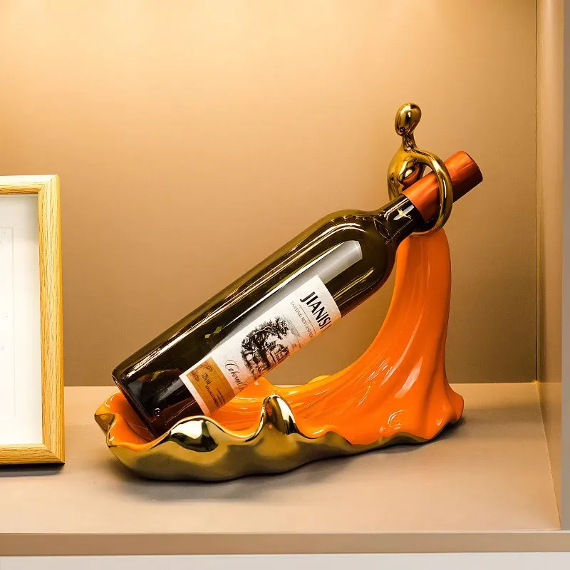 Modern Light Luxury Wine Rack Ornaments Home Living Room Wine Cabinet Decorations Creative Restaurant Wine Holder Ceramic Decora