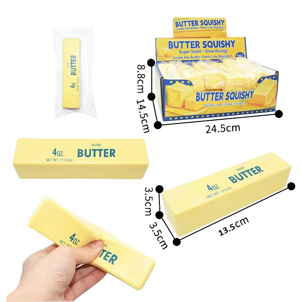 Butter Stick Squishy Fidget Toys Funny Squeeze Elastic Cheese Toy Unzip Slow Rise Squeeze Prank Children's Birthday Gift