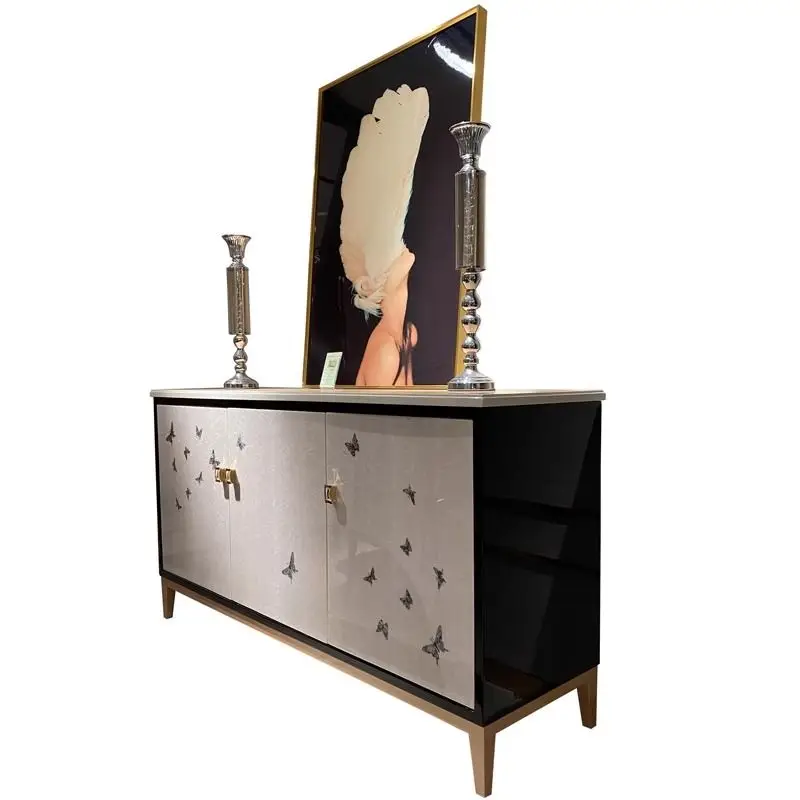 

Italian Light Luxury Dining Side Cabinet Solid Wood Post-Modern Entrance Cabinet Villa Hotel Suite Storage Locker Nordic Home