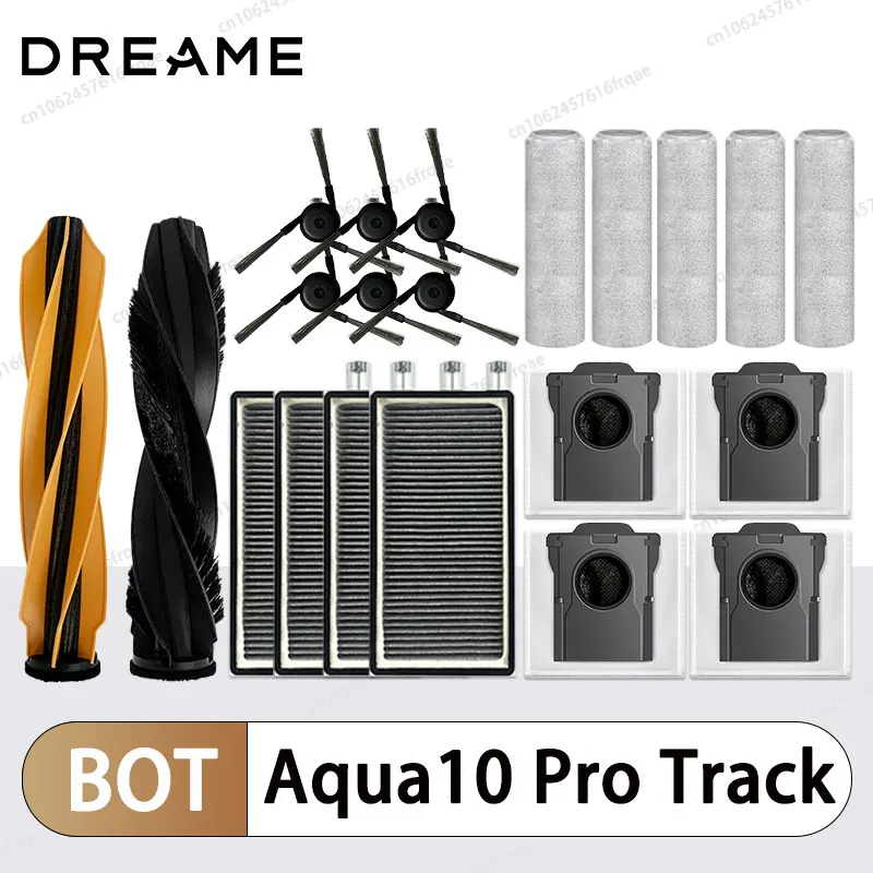 Dreame Aqua10 Ultra Track جهاز آلي لتنظيف الأتربة الملحقات الرئيسية الجانب فرشاة ممسحة القماش تصفية كيس لجميع الغبار استبدال قطع الغيار