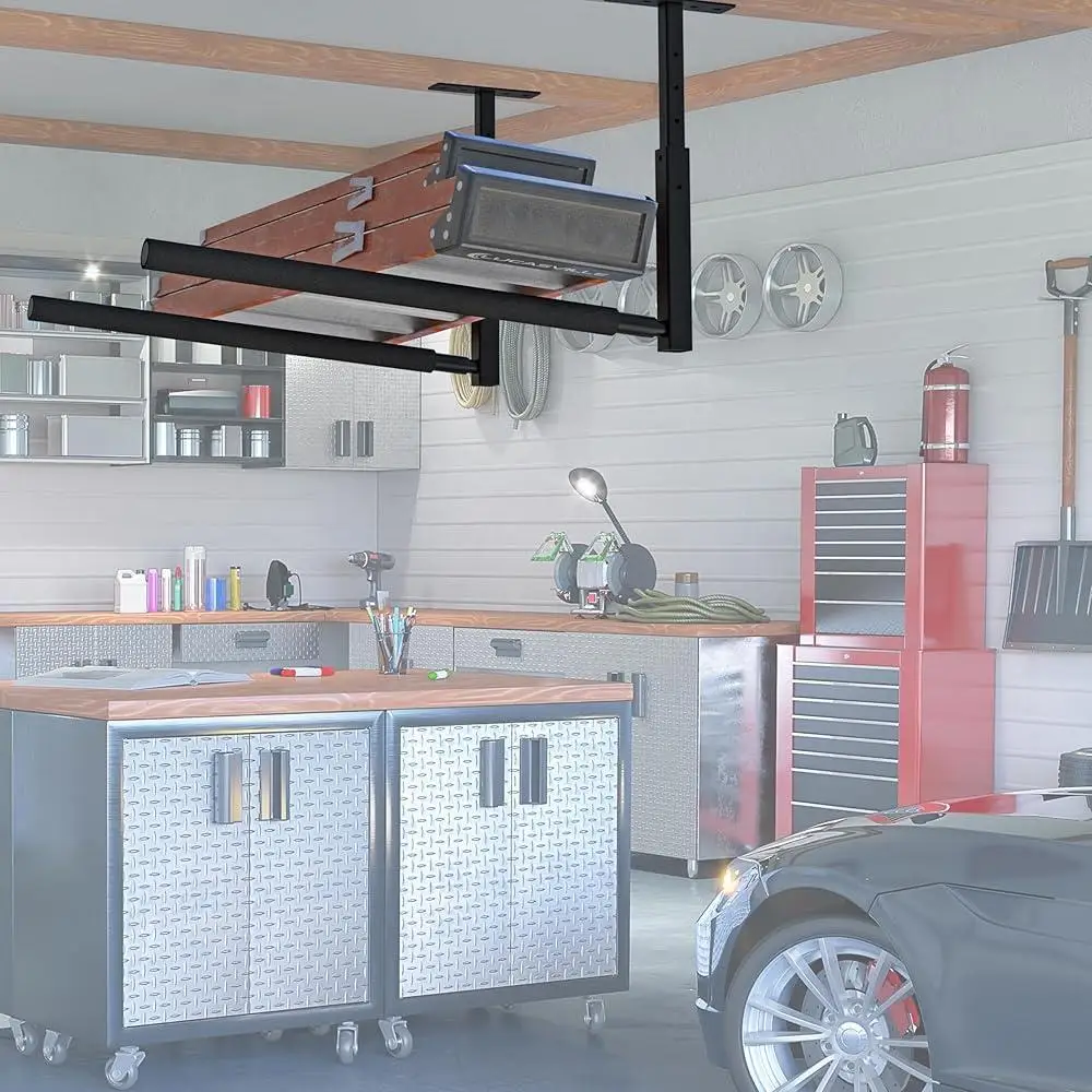Adjustable Ceiling Rack Kayak Ladder Surfboard Storage Heavy Duty Garage Space Saver Overhead Organizer Easy Install