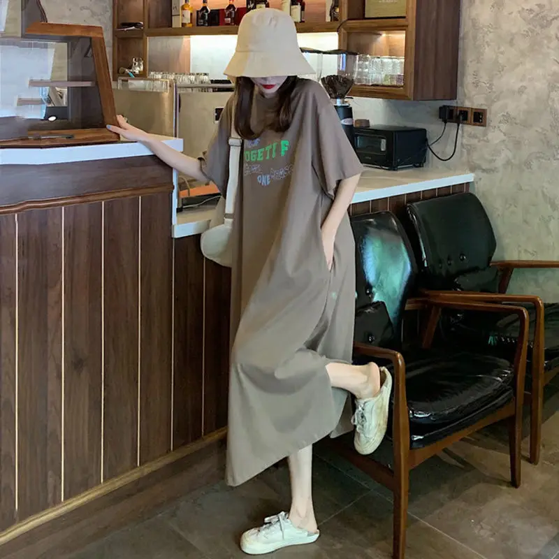 T-shirt grande taille 300 Pou Dr Or Sve pour femme Long été décontracté ample longueur genou couvrant la viande confortable Long D...