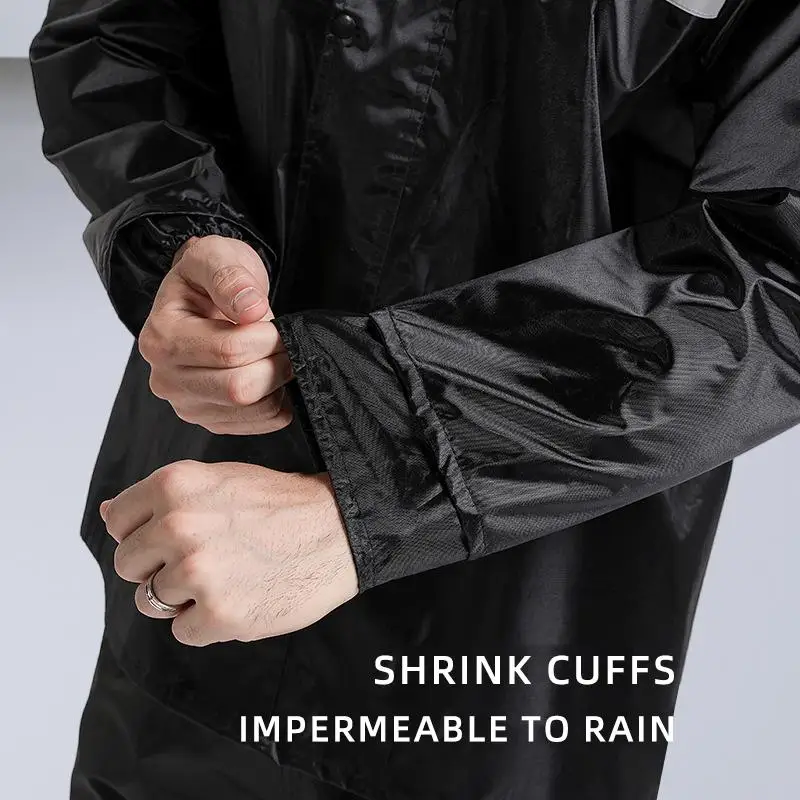 Adult Raincoat Black Waterproof Breathable Reflective Poncho Oxford Cloth Raincoat Motorcycle Riding Hiking Climbing Rain Gear