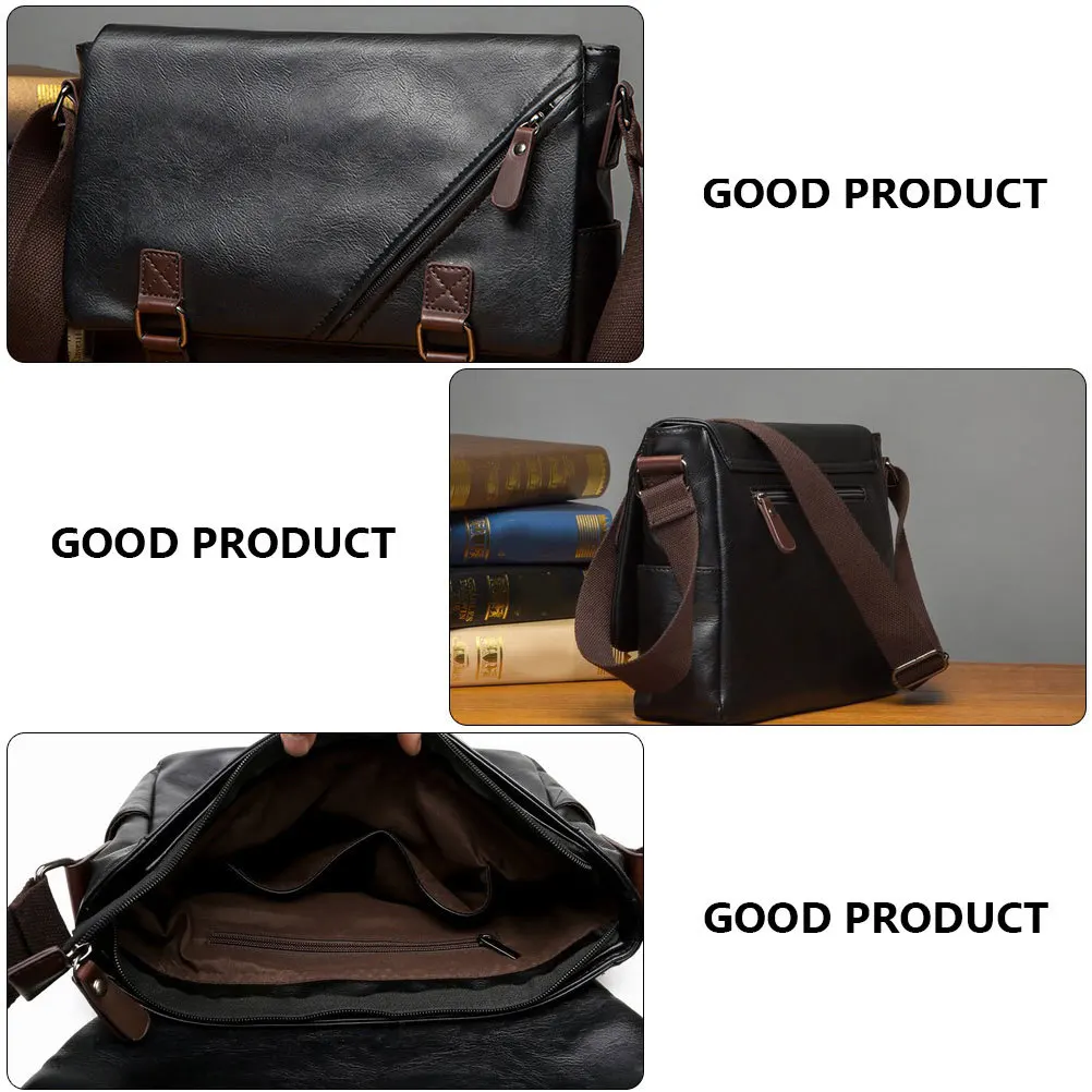 1Pcs 남자 PU 서류 가방 노트북 파일 야외 여행 사무실 사용을위한 대용량 방수 내마모성 비즈니스 숄더 백